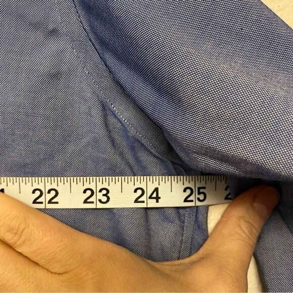 Lands End No Iron Pinpoint Oxford chambray style blue Shirt 16-16.5 mens Large - Picture 7 of 12